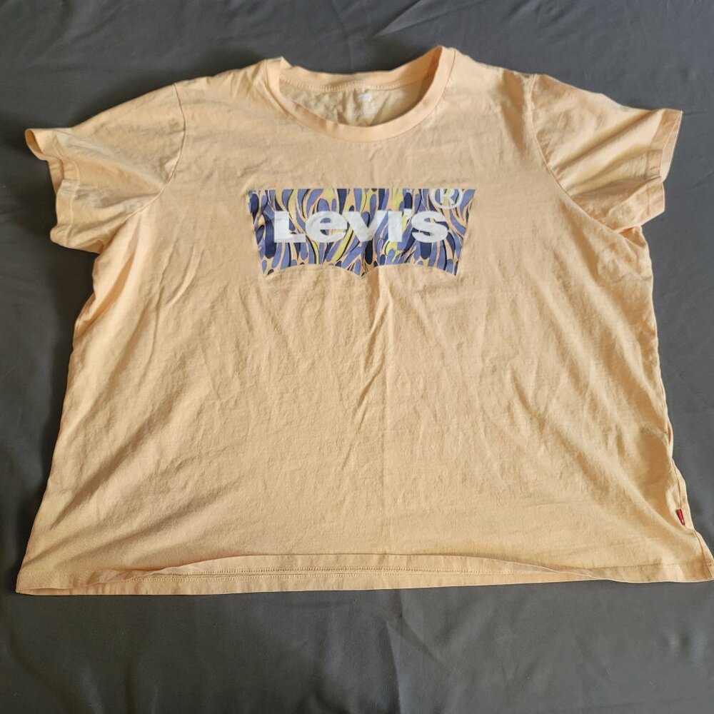 Levi's Shirt Womens 3X Orange Logo Relaxed Crewneck Lightweight Cotton Top